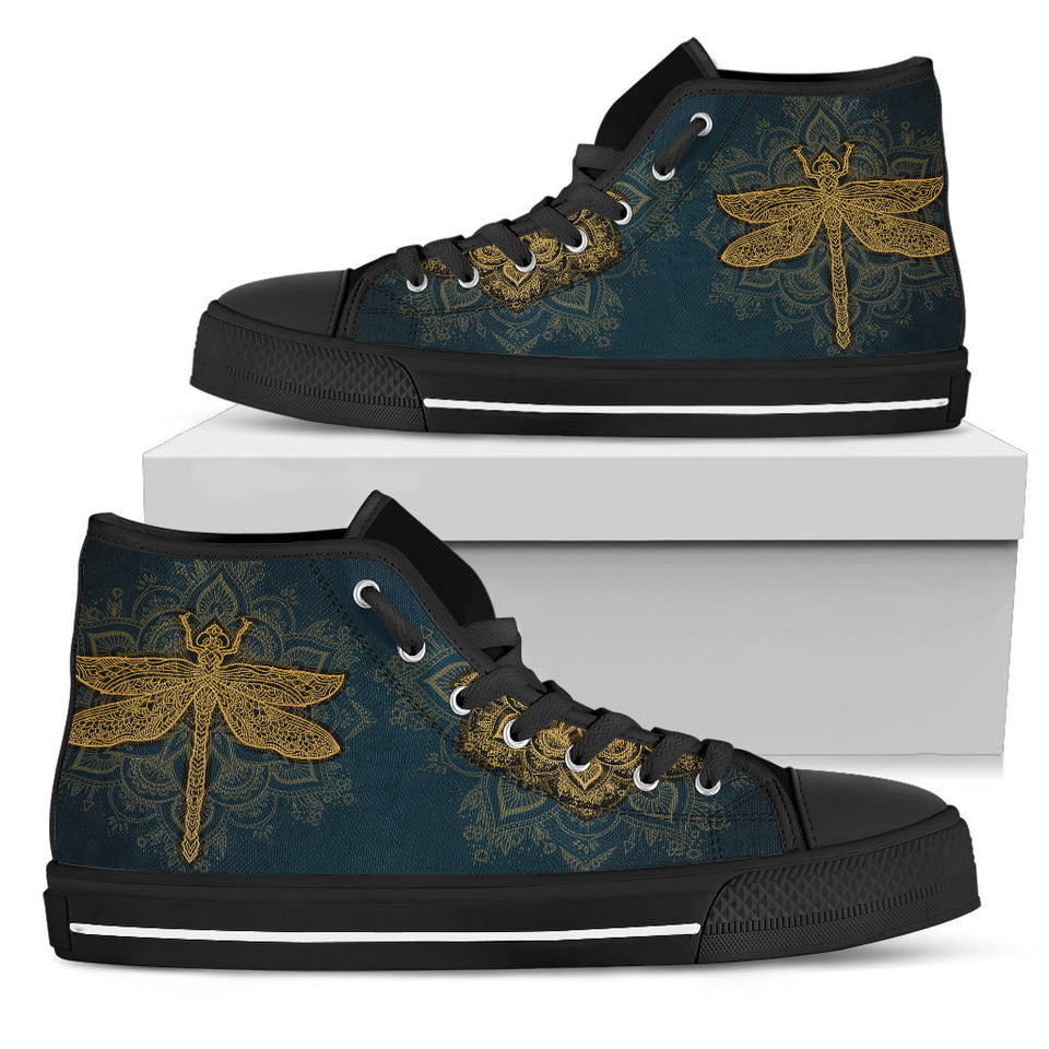 Dragonfly Boots, Golden Mandala, Womens high top