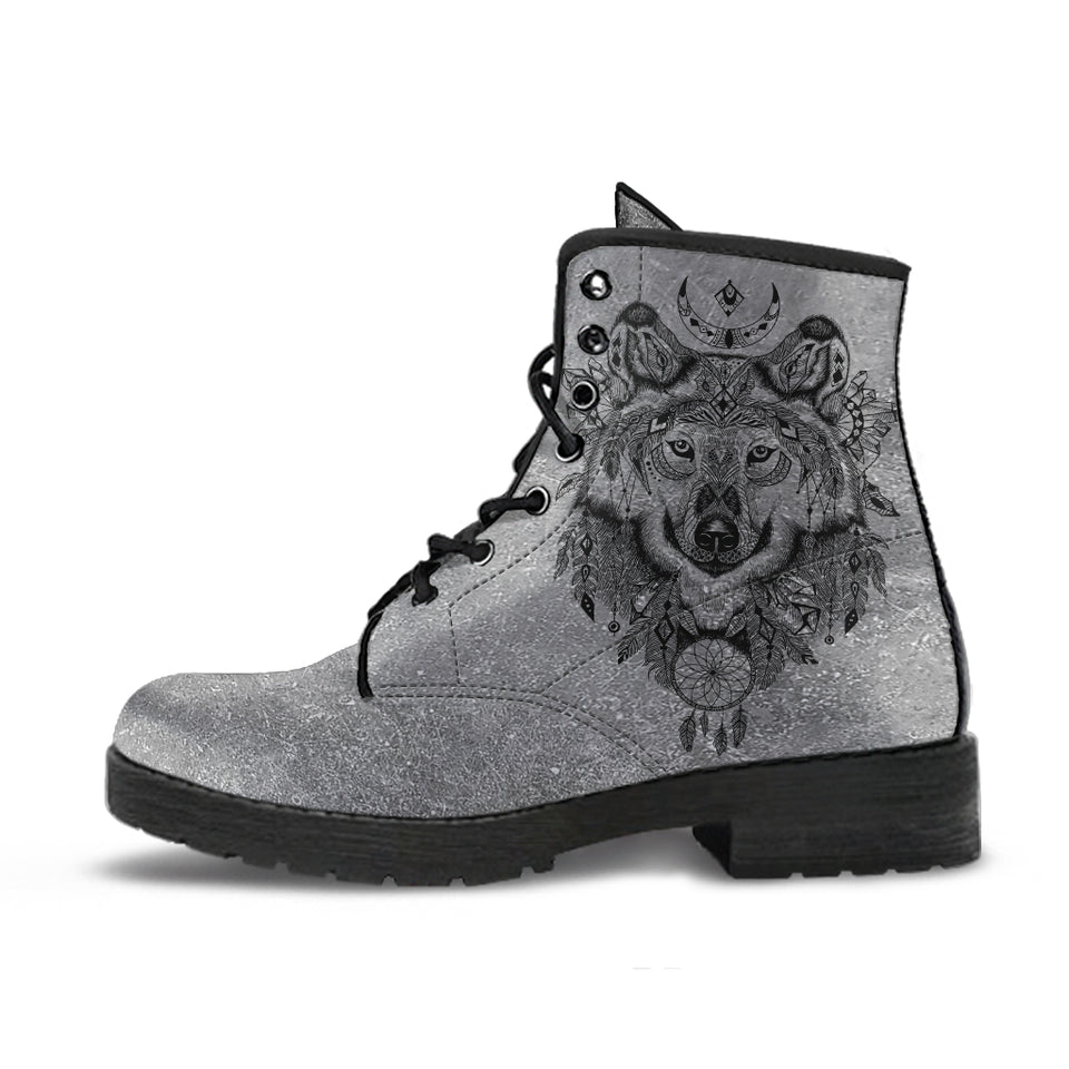 Gray Wolf, Leather Boots Women, Handcrafted Boots, Streetwear, Women Winter Boot