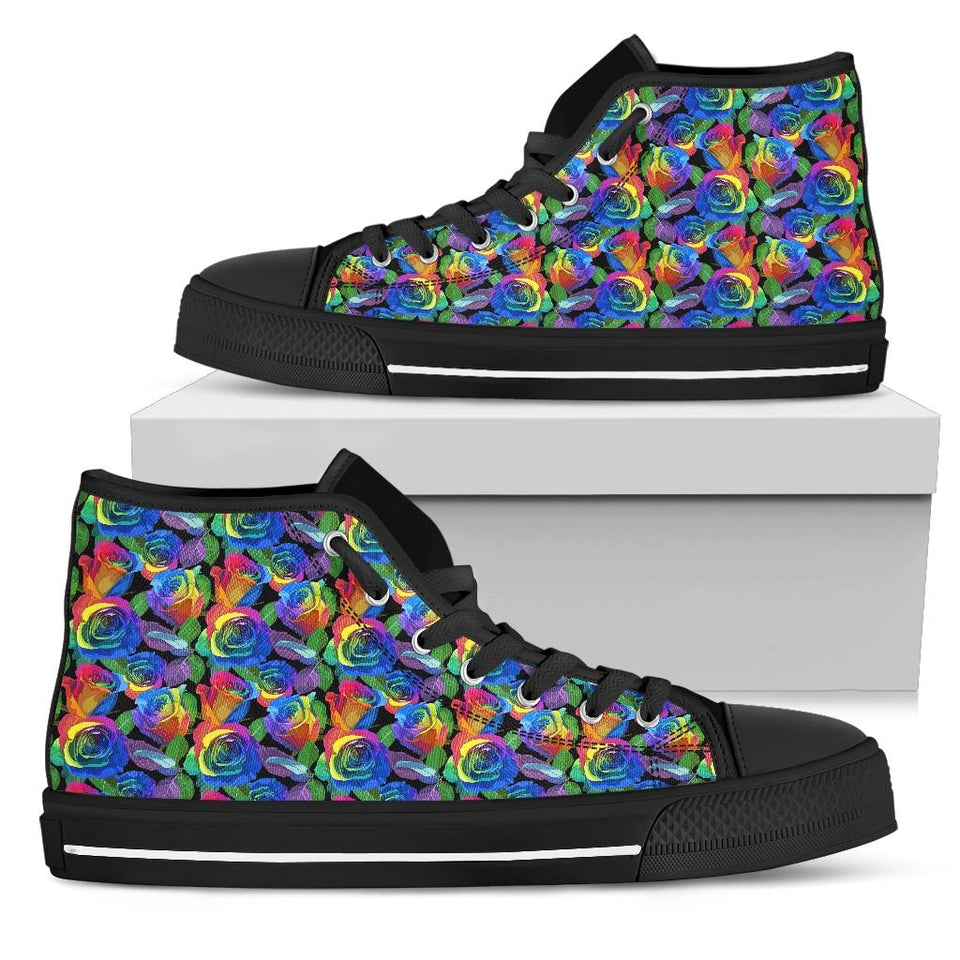 Colorful Floral, Womens Leather Boots