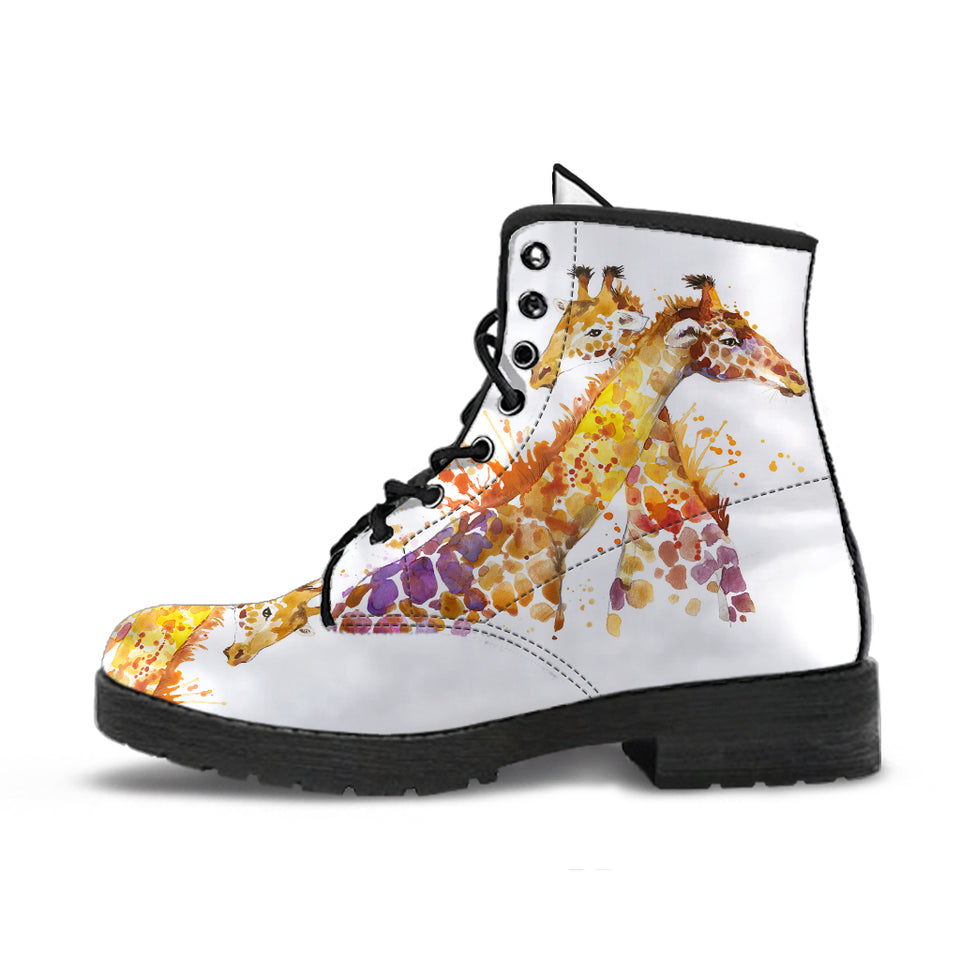 Giraffe Boots, Leather Boots Women, Vegan Leather, Custom Leather Boots, Womens Printed Shoes, Rain Boots, Multi Colored, Women Girl Gift