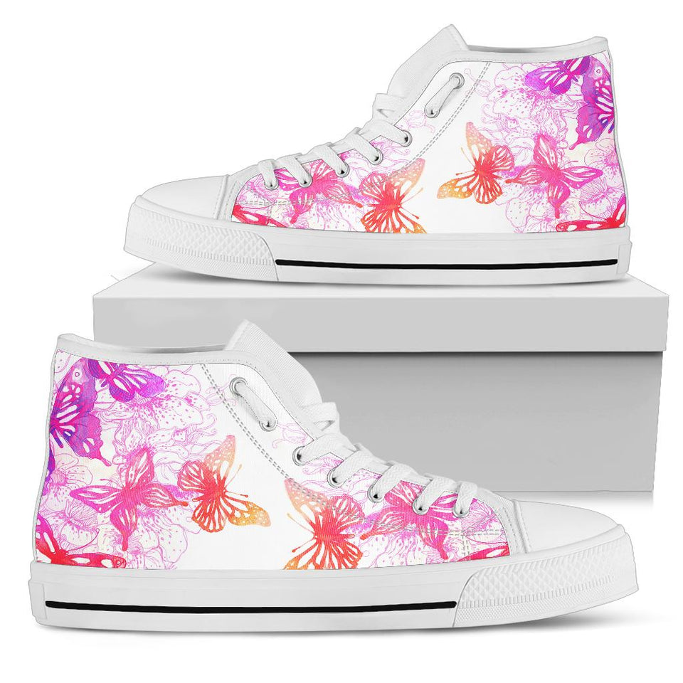 Colorful Abstract Art Butterflies High Top
