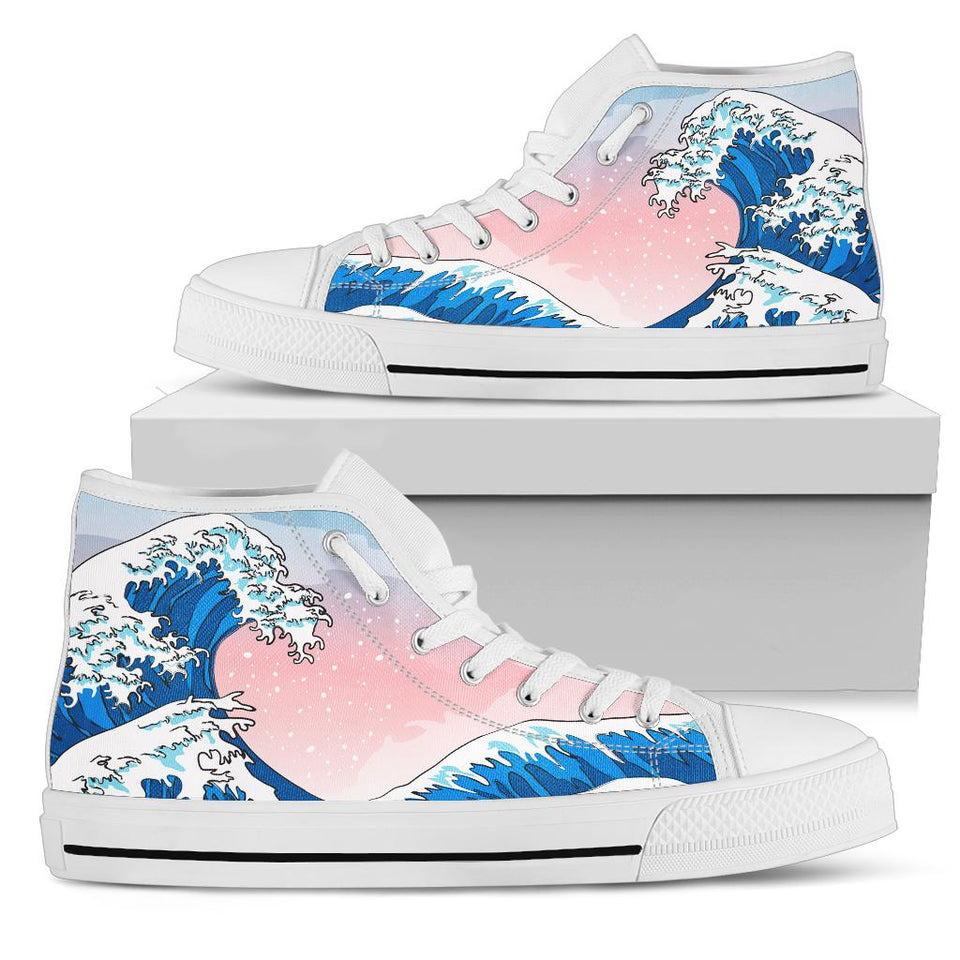 Japanese Wave Shoes  Big wave Hand Painted Shoes