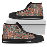 Blue Paisley Mandala, Leather Boots high top