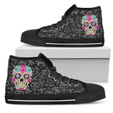 Sugar Skull Design, Womens Leather Boots high top
