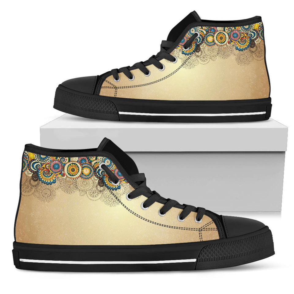Vintage Hippie, Geometric Abstract, Women's Boots high top