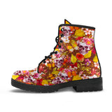 Flower Skulls, Womens Leather Boots, Vegan Leather, Handmade Crafted, Streetwear, Hippie, Floral, Festival Boots, Rain Boots, Classic Boot