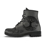 Grey Tree of Life, Handcrafted boots, Vegan Leather, ankle Boots women, Festival Boots, Bohemian Style, Hippie Boots, Hikers Boots women - up lai