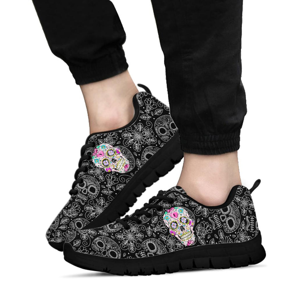 Sugar Skull Design, Womens Leather Boots SNEAKERS