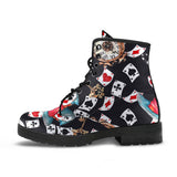 Alice In Wonderland Boots Psychedelic Combat Boots  Trippy Steampunk Alice Boots for Women  Optical Illusion Womens Combat Boots