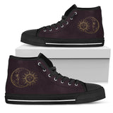 Sun Moon Mandala, Gold Burgandy Wine, Women's Boots