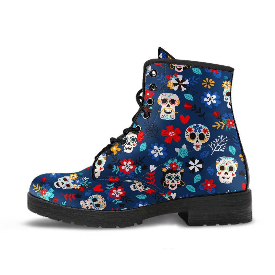 Womens Skull Boots, Womens Vegan Boot, Sugar Skulls, Leather Shoes Women, Winter Boots Women, Womens Rain Boots, Walking Boots Women