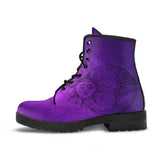 Purple Sun And Moon, Leather Boots Women, Handcrafted Boots, Vegan Leather, Sixties Mandala, Bright Colorful