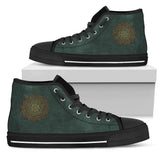 Green Mandala Boots, Leather Boots Women