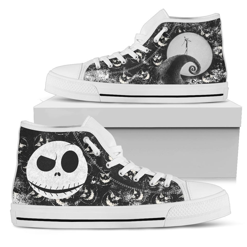 Nightmare Before Christmas High Top Sneaker Jack Skellington Unisex Canvas Shoes White