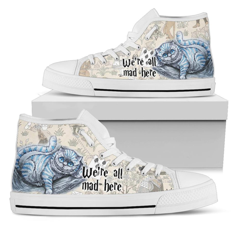 Cheshire Cat High Top Sneaker, Alice in Wonderland Shoes Women's Canvas Sneakers