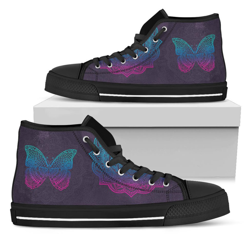 Mandala Butterfly, Handmade Crafted high top
