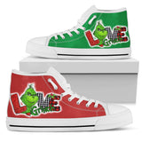Peace Love Grinch Custom Hi Tops, Merry Christmas Custom Shoes