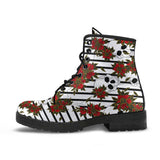 Rose Skull, Gothic Hiking Boots, Women's Boots, Vegan Leather, Combat Style Boots, Emo Punk Boots, Goth Winter Boots, Gothic Military boot
