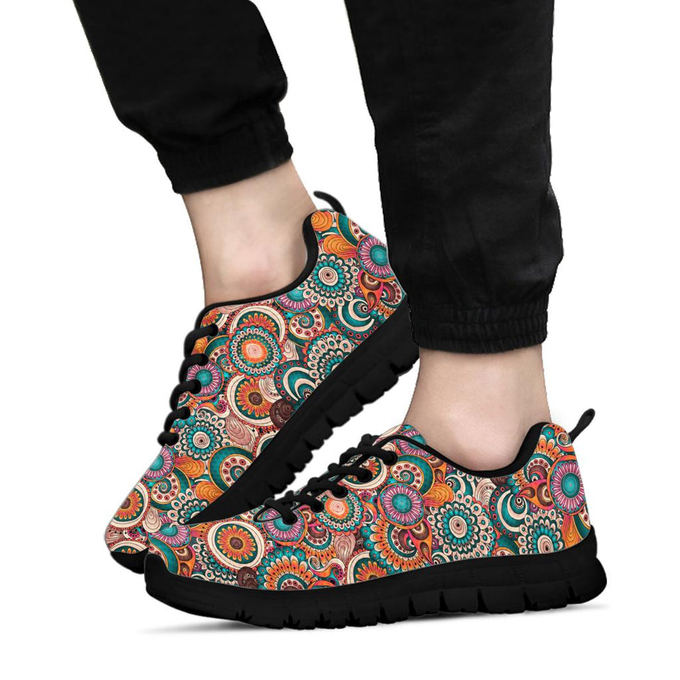 Blue Paisley Mandala, Leather Boots SNEAKERS