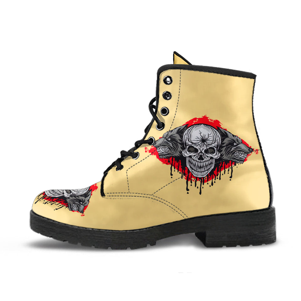 Womens Skull Boots, Wolf Shoes, premium Shoes Women, Womens Leather Boots