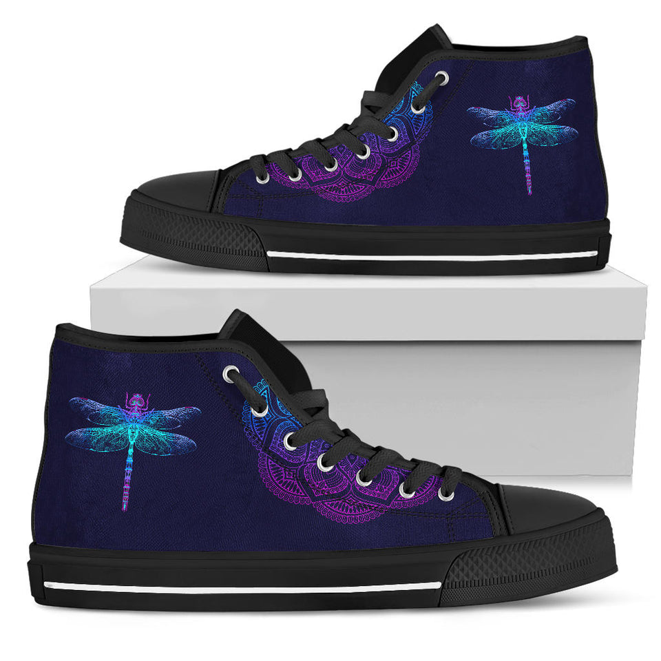 Handcrafted Boot, Dragonfly Mandala high top