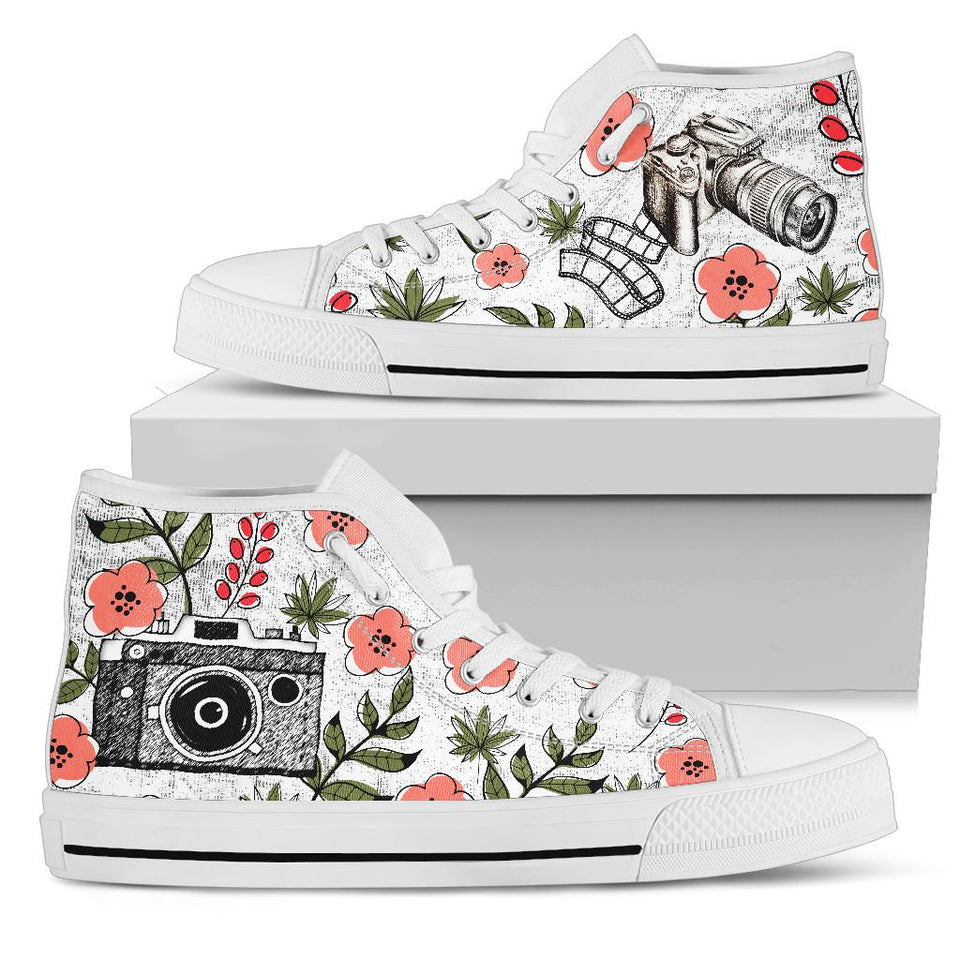 Vintage Floral Camera hand painted shoes
