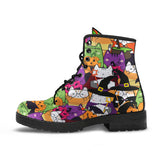 Kawaii Cat Halloween Women's Canvas Boots, Halloween Boots