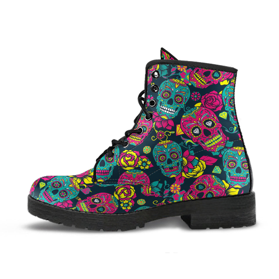 Sugar Skull Boots, Womens Skull Boots, premium Boots Women, Womens Leather Boots, Women Winter Boots, Rain Boots Womens