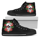 Skull and Roses, Gothic Hiking High Top Shoes - up lai