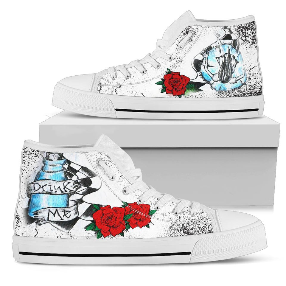 Alice in Wonderland inspired hand painted shoes