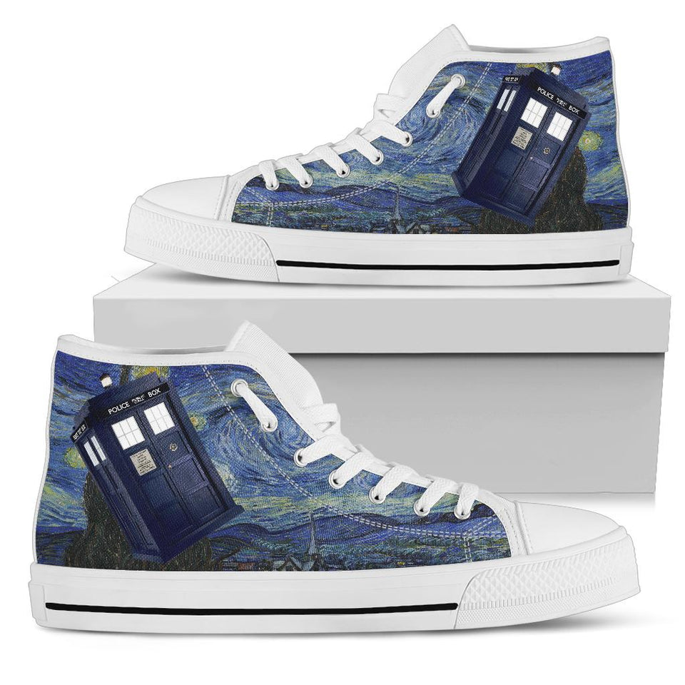 The doctor police public call box lord of time design custom converse high top shoes who sneakers trainers printed