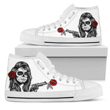 custom shoes sugar skull flowers roses pistol colour day of the dead cult gothic printed converse shoes sneakers sneakers