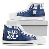Doctor Who Custom Sneakers, TARDIS Custom Shoes, Bad Wolf Hand Painted Shoes