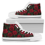 Red Roses Floral Flowers Black High Top