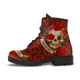Skull and Peace, Gothic Hiking Boots, Women's Boots, Vegan Leather, Combat Style Boots, Emo Punk Boots, Goth Winter Boots