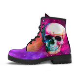 Skull and Galaxy, Gothic Hiking Boots, Women's Boots, Vegan Leather, Combat Style Boots, Emo Punk Boots, Goth Winter Boots