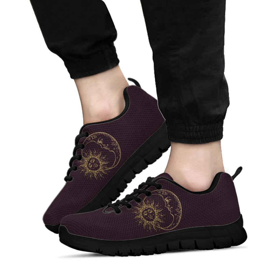 Sun Moon Mandala, Gold Burgandy Wine, Women's Boots