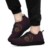 Sun Moon Mandala, Gold Burgandy Wine, Women's Boots