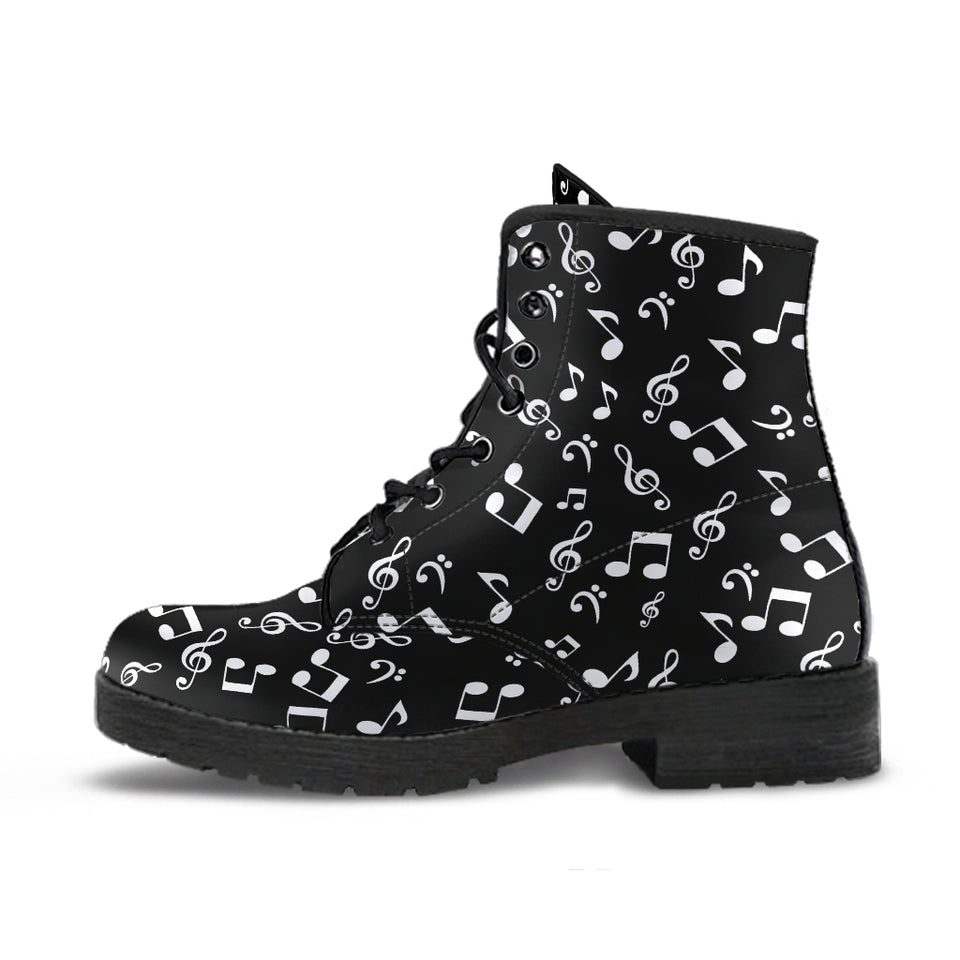Music Notes, Treble Clef Musican, Women's Boots, Vegan Leather, Combat Style Boots, Instruments Score, Sheet Music Band, Classical Music
