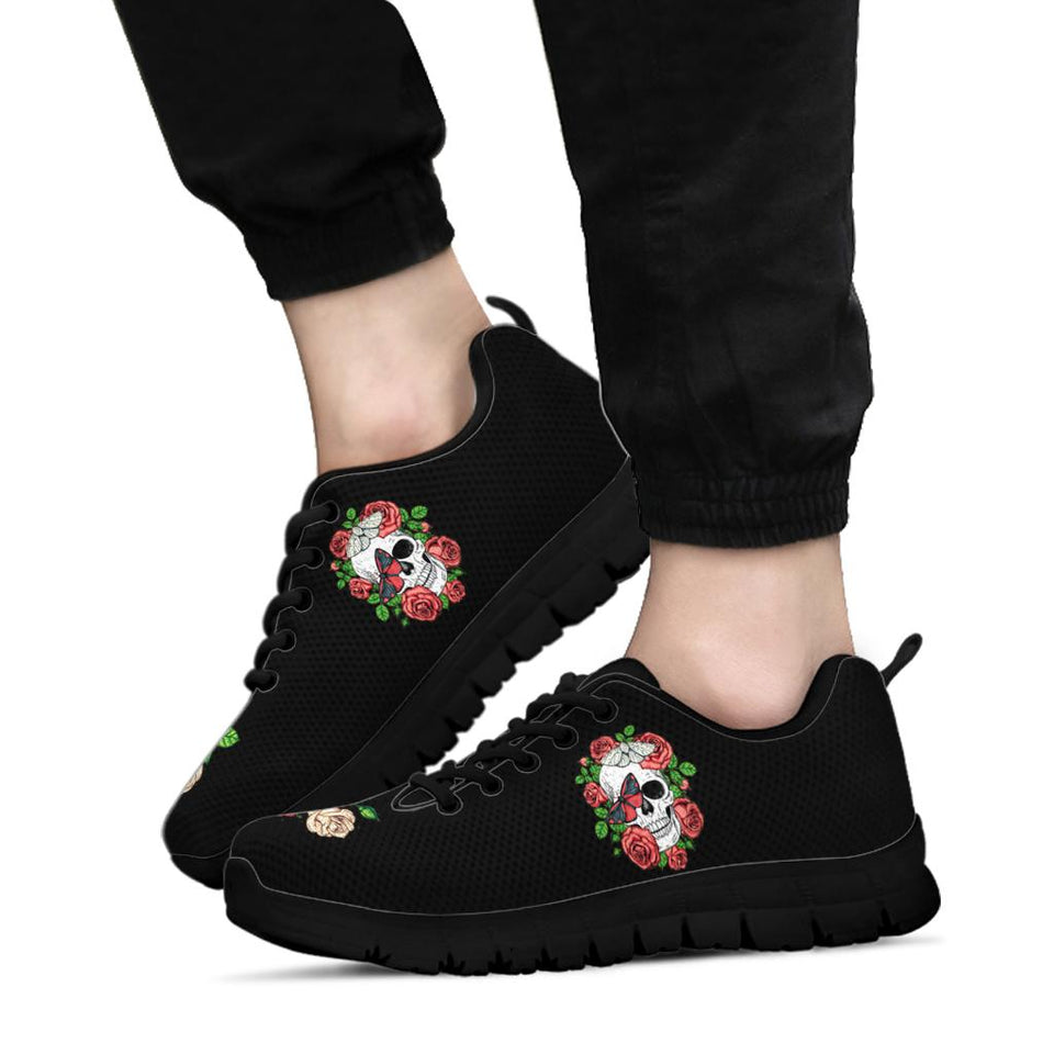 Skull and Roses, Gothic Hiking Boots SNEAKERS