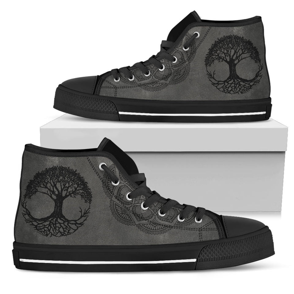 Grey Tree of Life, Handcrafted boots high top
