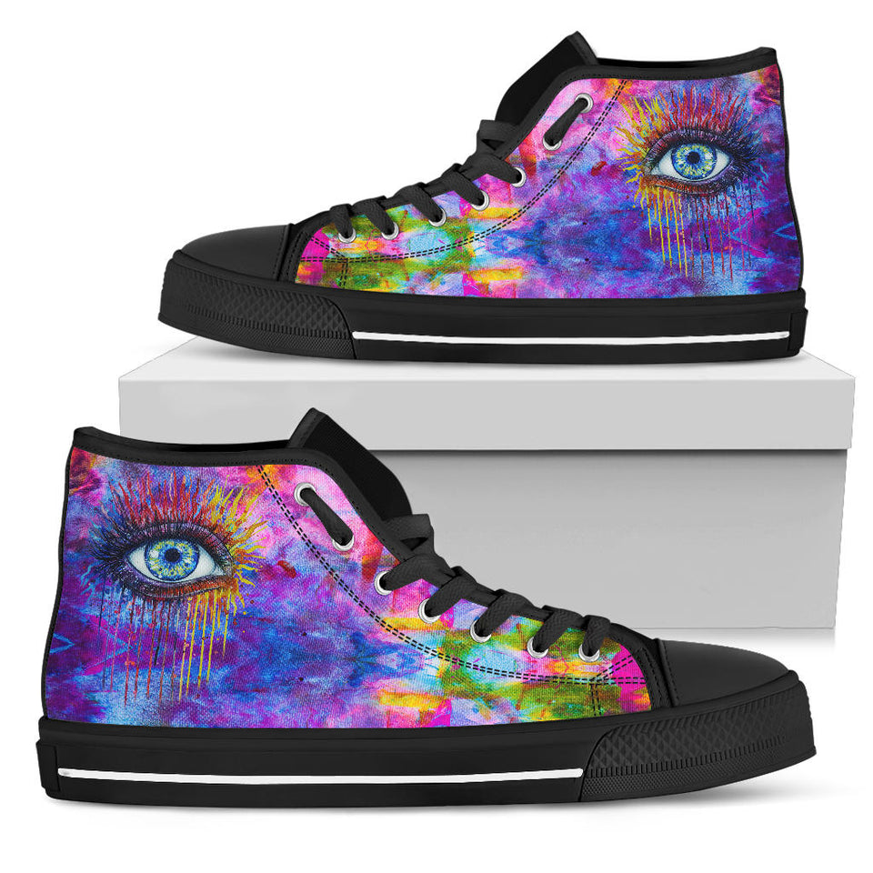 Rainbow Eye, Womens Leather Boots high top