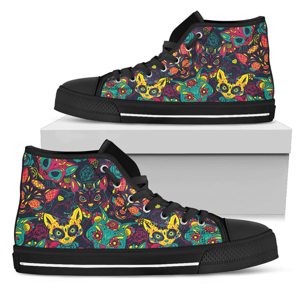 Skull Cat, Leather Shoes, Womens Skull Boots high top