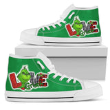 Peace Love Grinch Custom Hi Tops, Merry Christmas Custom Shoes (xanh)