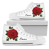 Red Rose Shoes, Rose Print Sneakers, Rose Shoes, Custom High Tops Sneakers For Adults Women & Girls
