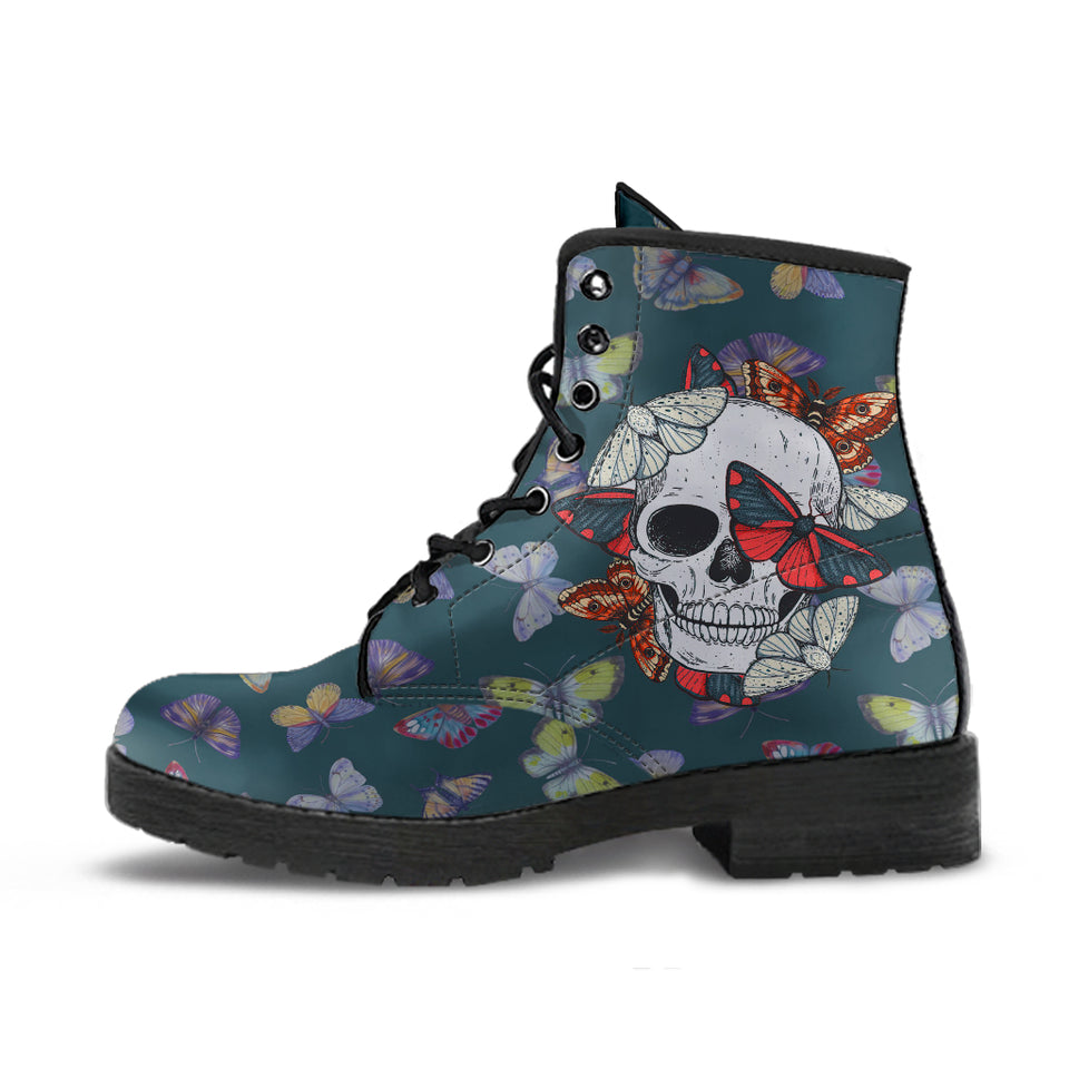 Colorful Butterfly, Leather Boots Women, Sugar Skull, Womens Winter Boots, Vegan Leather, Custom Leather Boots, Lace Up Boots, Hippie Boots