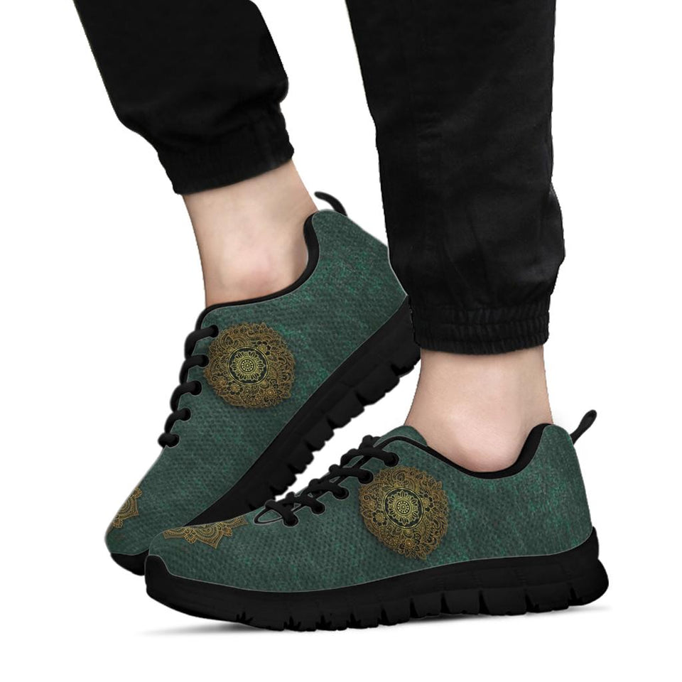 Green Mandala Boots, Leather Boots Women