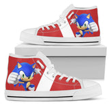 Cartoon High Top Shoes, Sonic Unisex Hightop Sneaker, Blue Hedgehog Shoes