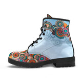 Blue Paisley Mandala, Leather Boots Women, Multicolour Mandala, Custom Leather Boots, Vegan Leather, Handcrafted Boots, Floral - up lai