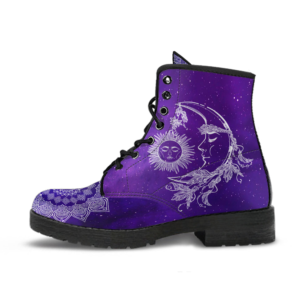 Sun Moon, Handcraft Boots, Womens Boots, Leather Shoes, Vegan Boots